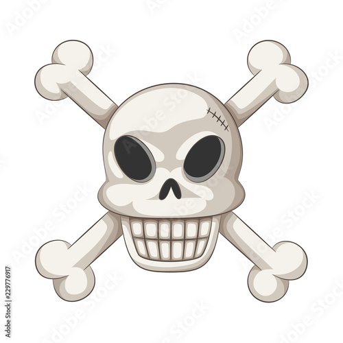 Funny cartoon skull and crossbones, vector illustration