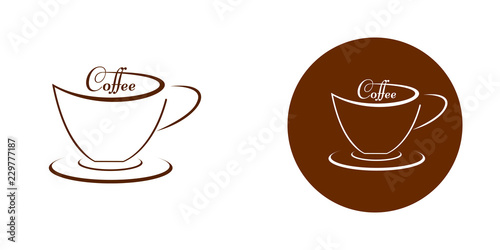 A cup of coffee - a sign on a white and brown background