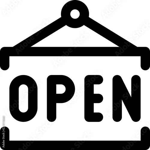 Signboard hanging with text open