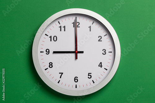 clock shows nine o'clock