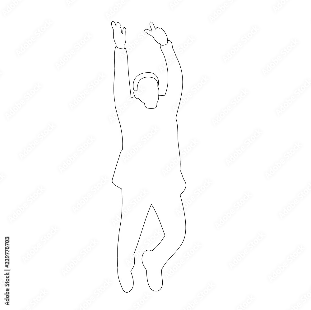 vector, on white background, sketch male jumping vector, on white background, sketch male jumping
