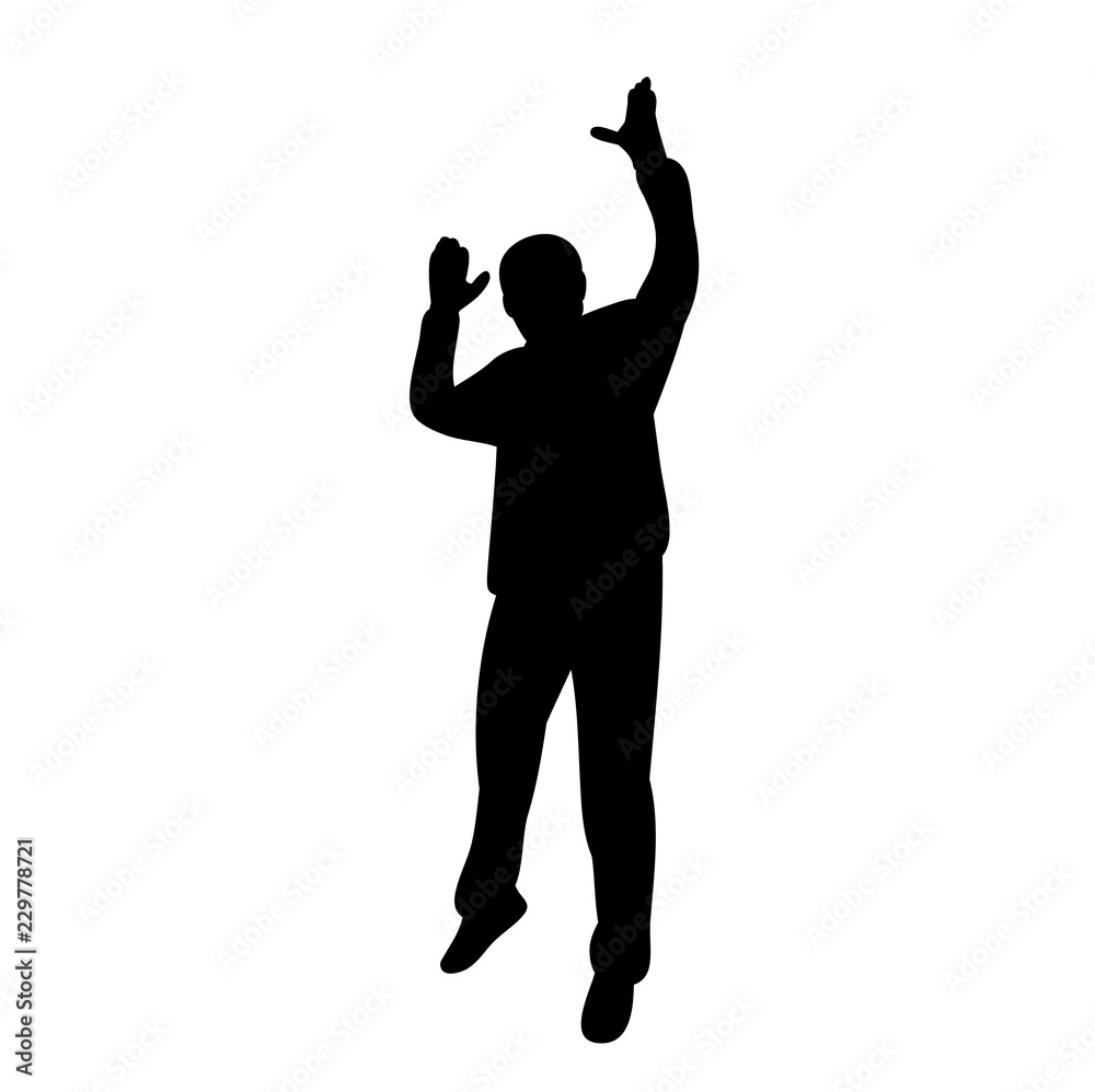 vector, on white background, silhouette man jumping up vector, on white background, silhouette man jumping up