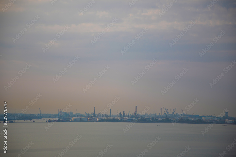 Silhouette of Venice Porto Marghera, industrial area in Italy