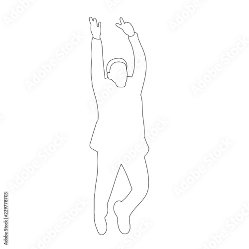 vector, on white background, sketch male jumping