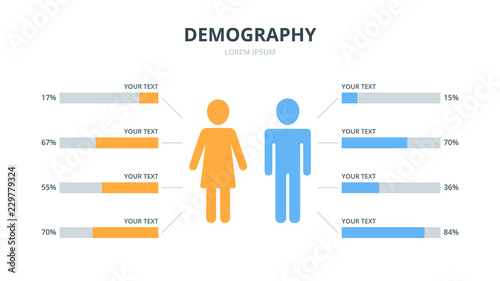 Infographics elements women men graphs photo