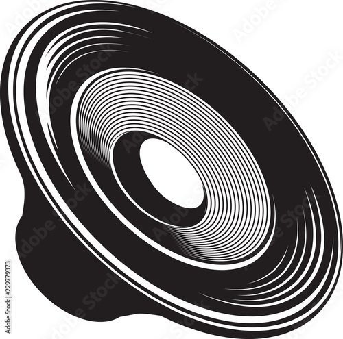 Black and white isolated illustration of speaker acoustic devices.