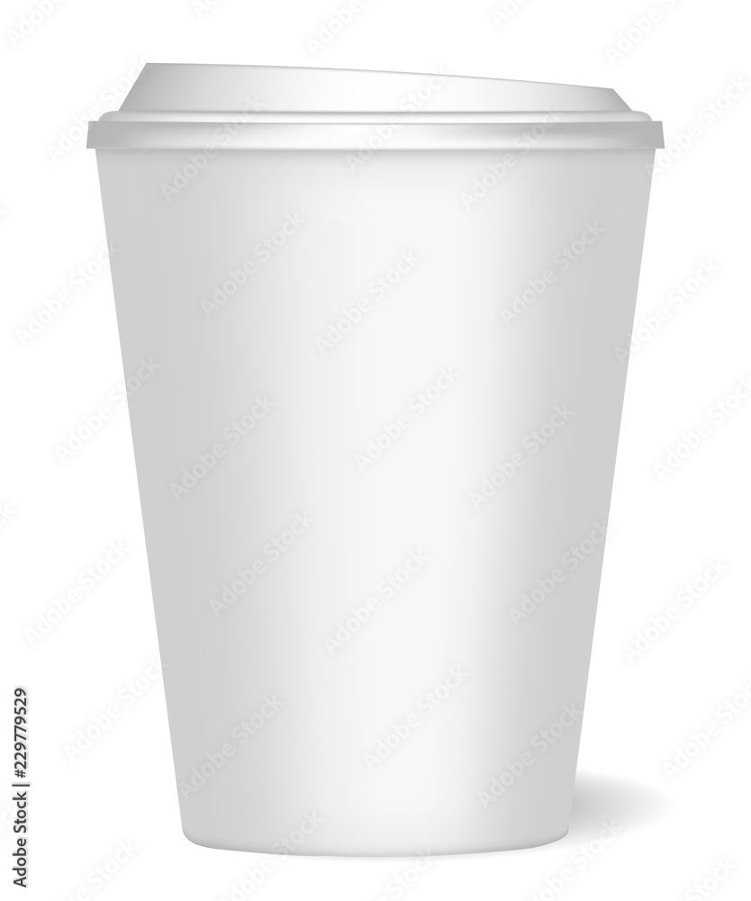 A mockup of a paper cup with realistic shadow for coffee, tea, drinks, water. Can be used as a template for design. Vector illustration. A mockup of a paper cup with realistic shadow for coffee, tea, drinks, water. Can be used as a template for design. Vector illustration.