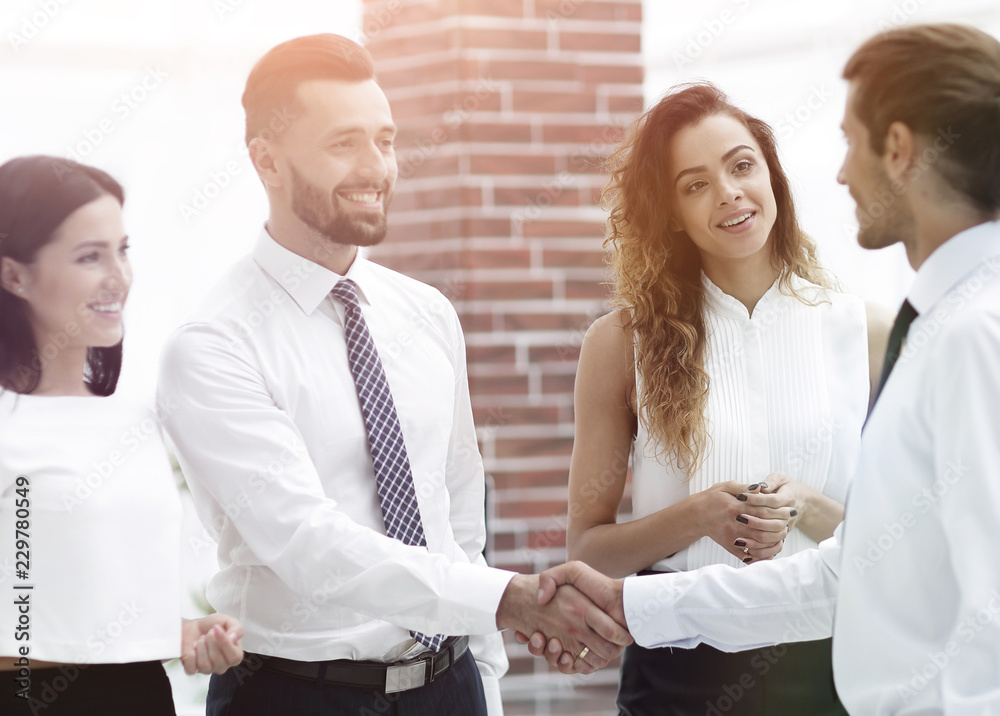 welcome and handshake business partners.