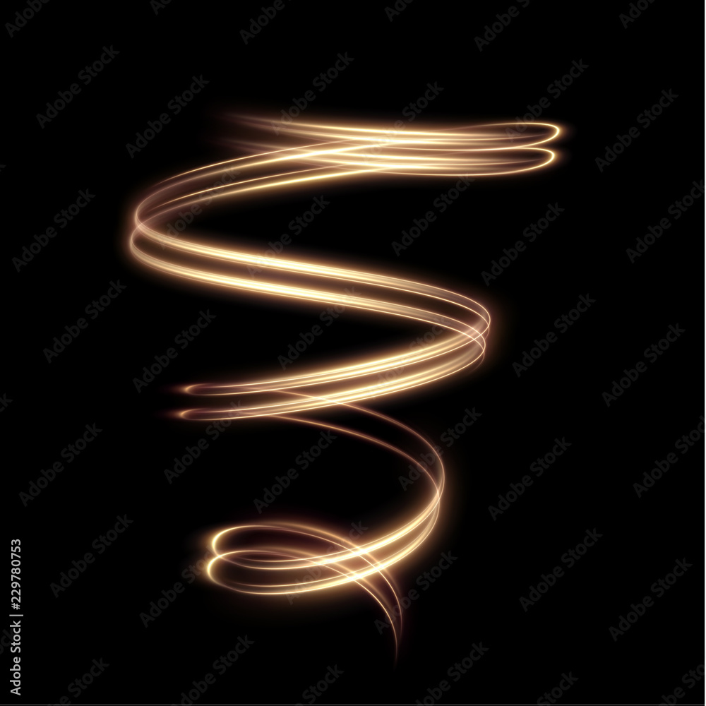 Golden shiny spiral lines effect holiday vector background. EPS10 - obrazy, fototapety, plakaty 