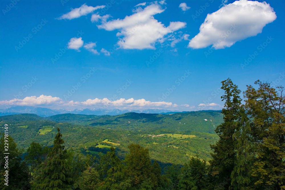 The landscape around the Sveta Gora Monastry in Primorska, western Slovenia
