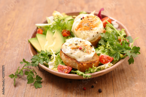 vegetable salad with goat cheese toast