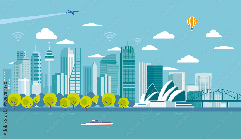 Naklejka premium Panoramę miasta Sydney (Australia)
