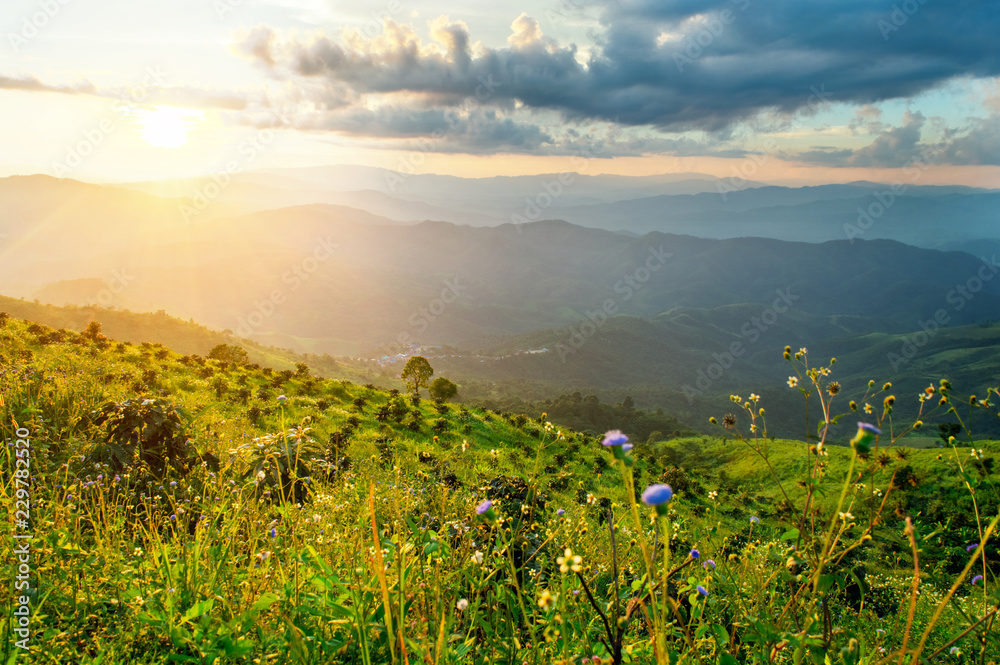 Landscape of high mountains in the tropics Natural beauty of the mountains at sunset. Landscape of high mountains in the tropics Natural beauty of the mountains at sunset.