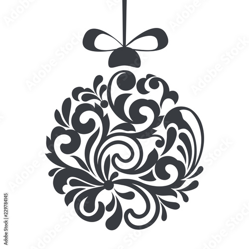 Black and white Christmas ball floral design