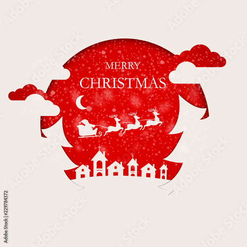 Merry Christmas and Happy New Year. Christmas composition in paper art and digital craft style. Background for covers, invitations, posters, banners, flyers, placards . Vector illustration EPS10.