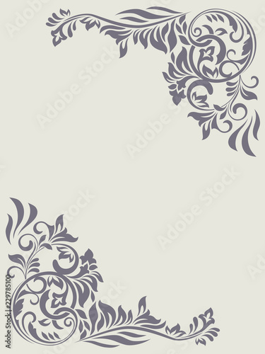 Vintage floral corner design element