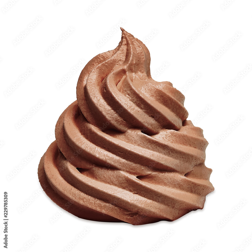 Soft chocolate ice cream or yogurt isolated on white background Soft chocolate ice cream or yogurt isolated on white background