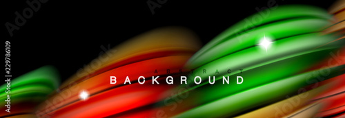 Mixing color waves on black, liquid flowing shapes