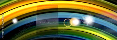 Mixing color waves on black, liquid flowing shapes