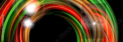 Mixing color waves on black, liquid flowing shapes