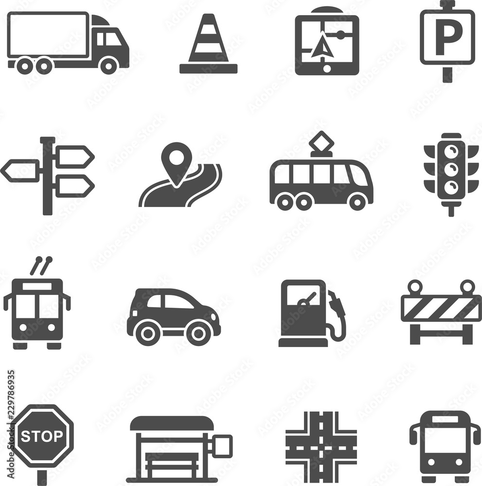 Transportation icons set Transportation icons set
