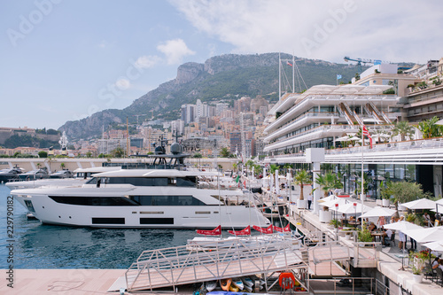 Yachts and ships in the port of Monaco in summer solar Europe photo