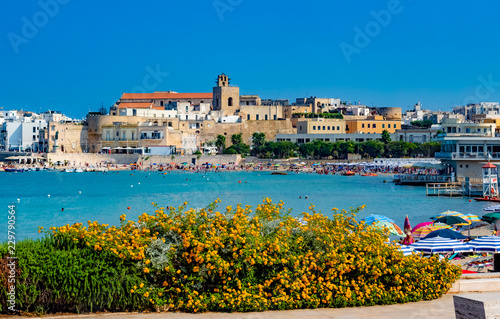 Castle of Otranto near the beach in summer holiday, Lecce, Italy photo