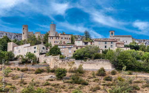 France, Provence-Alpes-Cote-d'Azur, Var, Verdon Gorge nature Regional Park, view of the medieval village in Bargeme (Plus Beaux Villages de France, list of villages designated as les plus beaux (the most beautiful) in France) photo