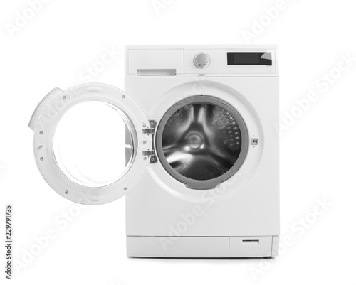 Obraz na plátně Modern washing machine on white background. Laundry day