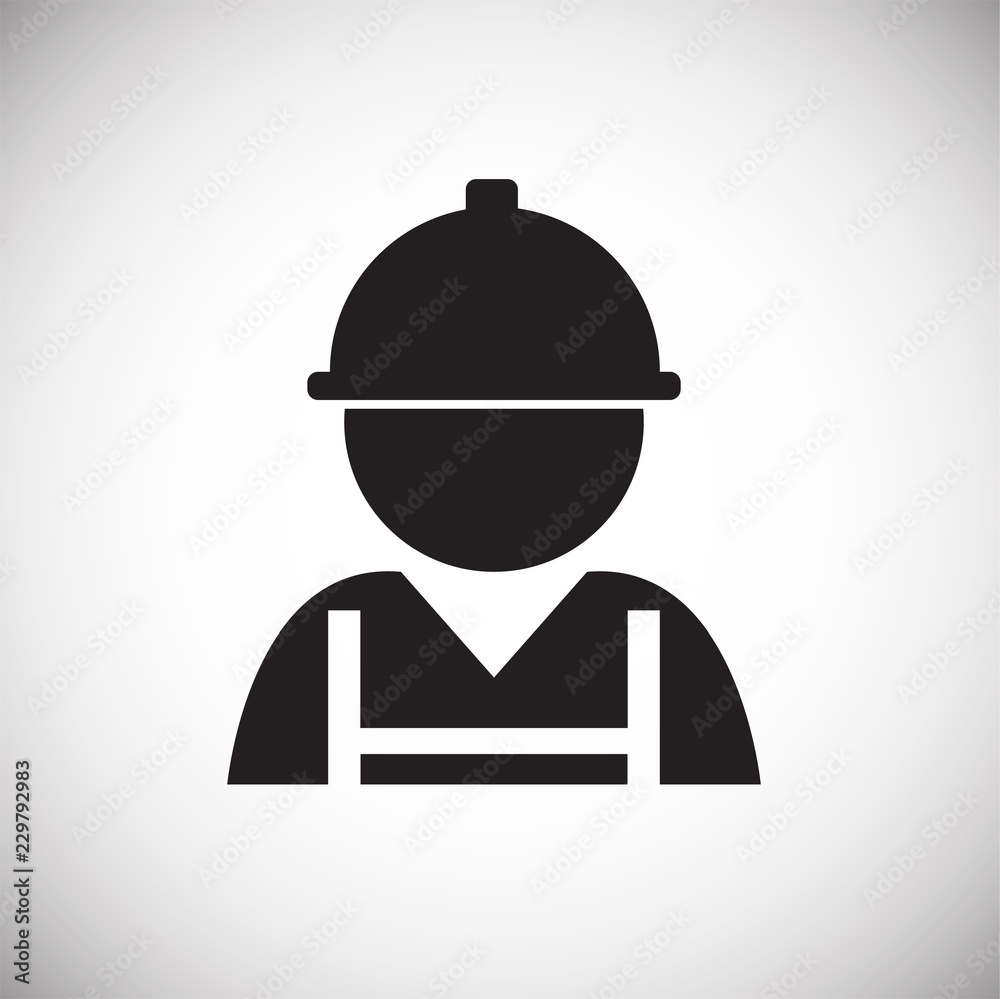 Worker in unionall on white background icon