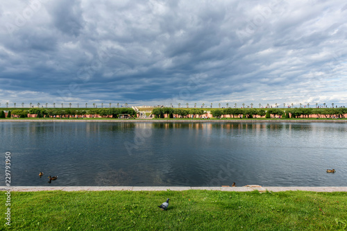 Pond Palace Marli and Earthen wall near Marly Palace in Peterhof, Russia photo