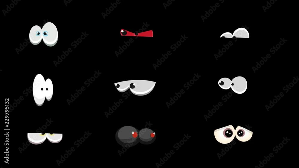 Pack Of Comic Eyes Watching And Blinking/
Animation of a 4k pack of cartoon and comic eyes, with different emotions