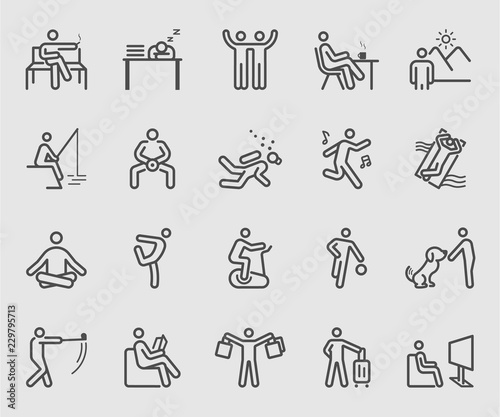 Line icons set for People relaxation
