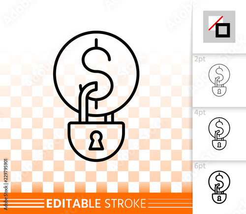 Money Locked simple black line vector icon