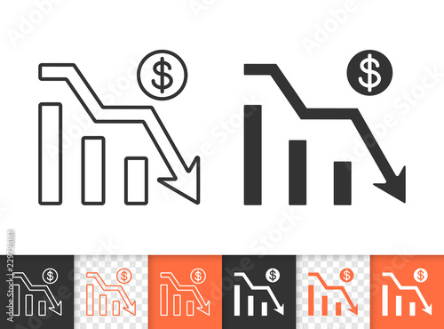 Graph Down simple black line vector icon