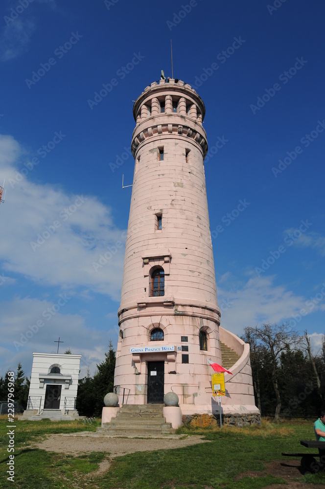 Tower on Great Owl (Wielka Sowa)(Hohe Eule)  mountain height of 1015 metres (3,329 ft) is the highest peak of the Owl Mountains,