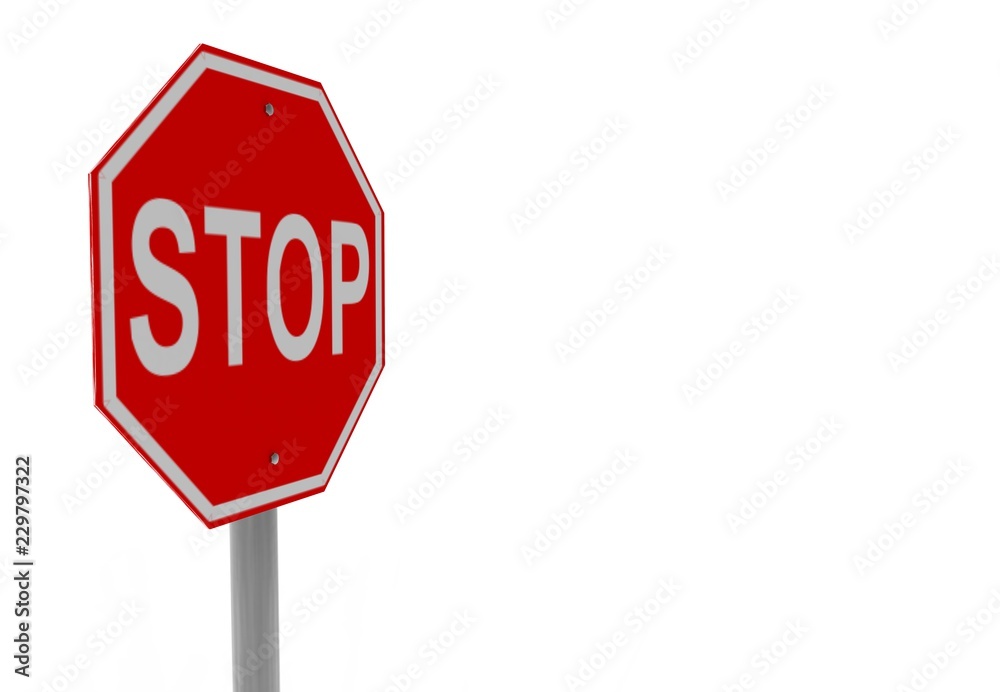 3d render, 3d illustration of a stop sign.