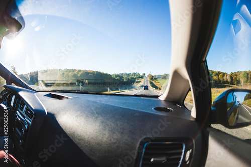 View from the passenger seat of the car.