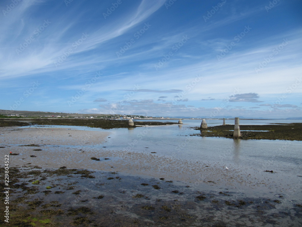 blue sky and a low tide