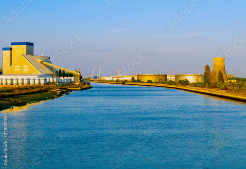 City docks of the Candiano Canal that connects the city with Ravenna and the port.