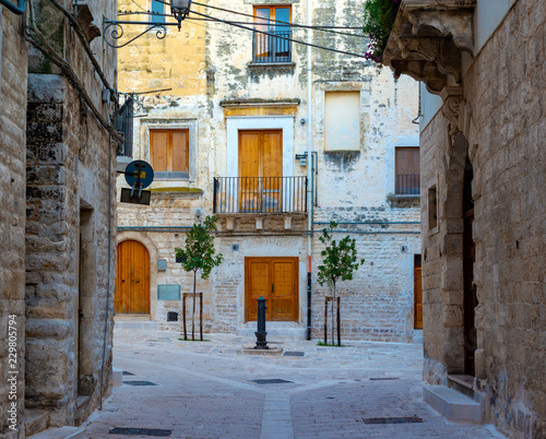 Fototapeta Naklejka Na Ścianę i Meble -  street view with flower pots in Apulia region. Modugno, Apulia