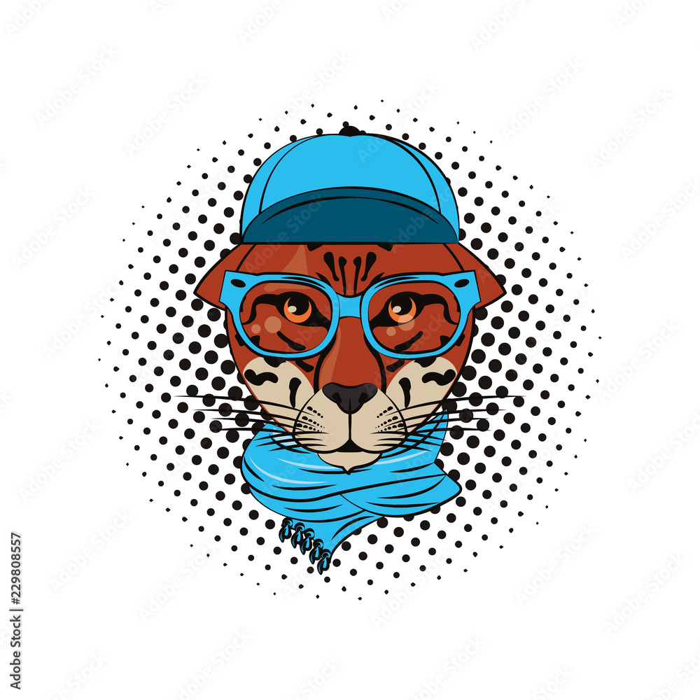 Hipster leopard cool sketch Hipster leopard cool sketch