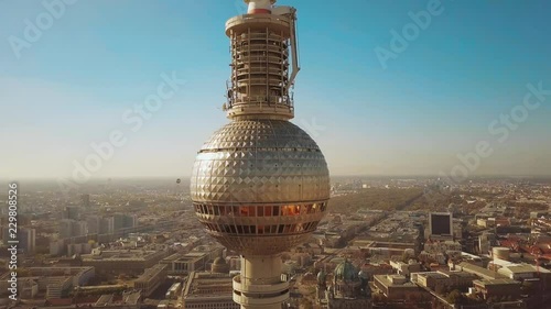 Aerial view of Berlin cityscape and Fernsehturm or Television Tower details. Germany photo