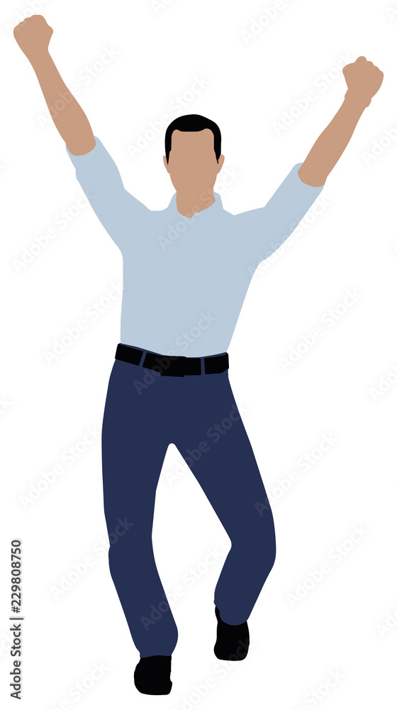 Illustration Of An Excited Man Raising His Arms