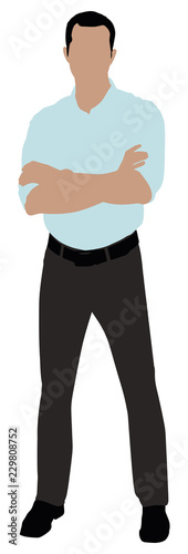 Panoramic View Of A Man With Crossed Arms