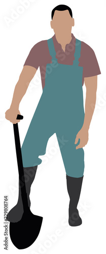 Portrait Of A Gardener In Dungarees