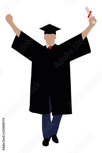 Graduate Student Raising His Arms