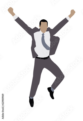 Illustration Of A Businessman Raising His Arms