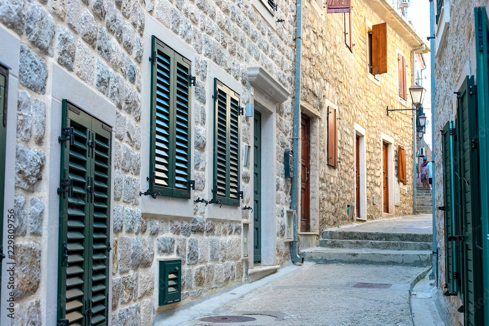 Fototapeta premium street in old town, Herceg Novi, Montenegro