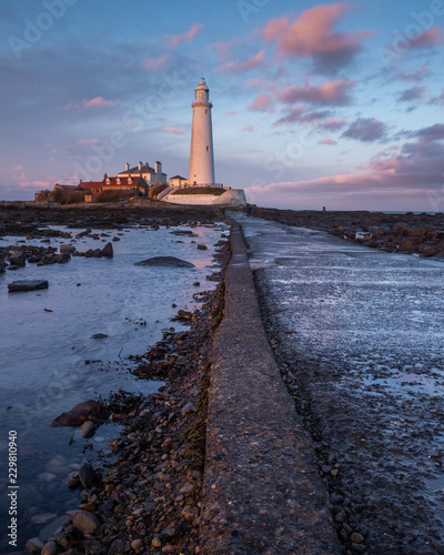 St Marys Lighthouse on the Northumbrian coast photo